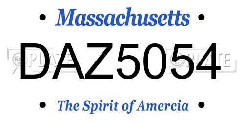DAZ5054 Massachusetts License Plate