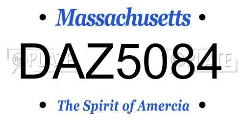 DAZ5084 Massachusetts License Plate