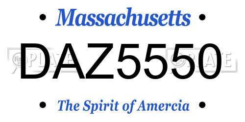 DAZ5550 Massachusetts License Plate