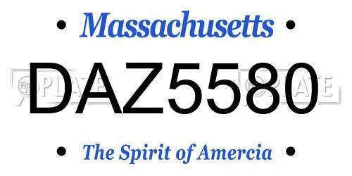 DAZ5580 Massachusetts License Plate