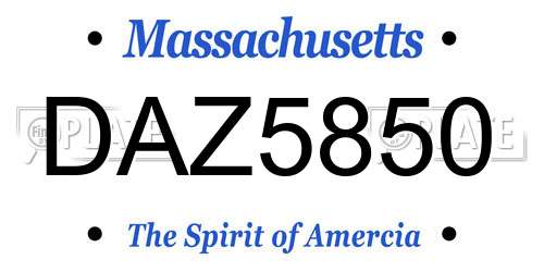 DAZ5850 Massachusetts License Plate