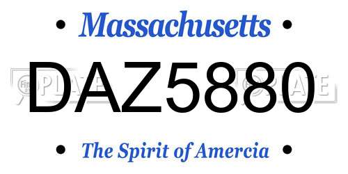 DAZ5880 Massachusetts License Plate