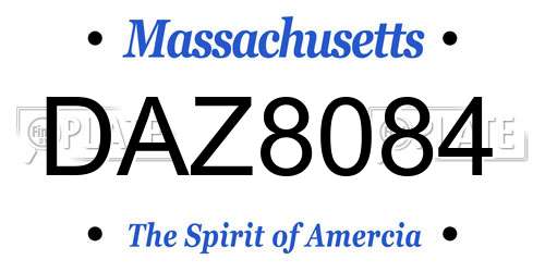 DAZ8084 Massachusetts License Plate