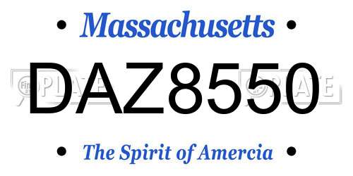 DAZ8550 Massachusetts License Plate