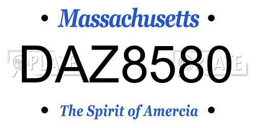 DAZ8580 Massachusetts License Plate