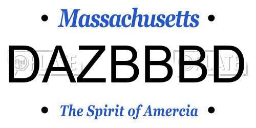 DAZBBBD Massachusetts License Plate