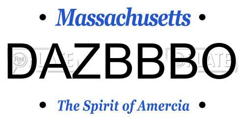 DAZBBBO Massachusetts License Plate