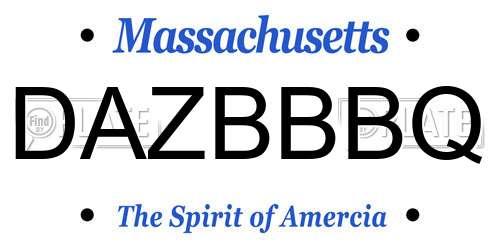 DAZBBBQ Massachusetts License Plate