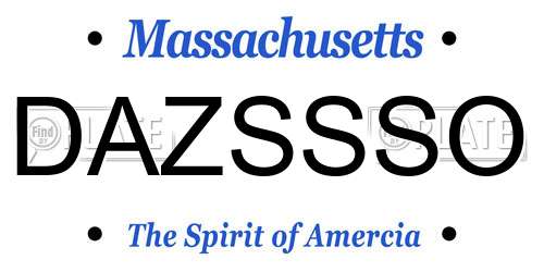 DAZSSSO Massachusetts License Plate