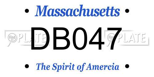 DB047 Massachusetts License Plate