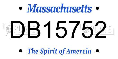 DB15752 Massachusetts License Plate