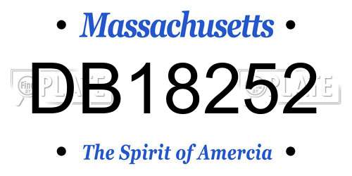 DB18252 Massachusetts License Plate