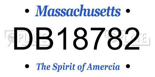 DB18782 Massachusetts License Plate