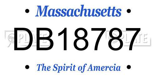 DB18787 Massachusetts License Plate