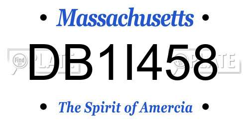 DB1I458 Massachusetts License Plate