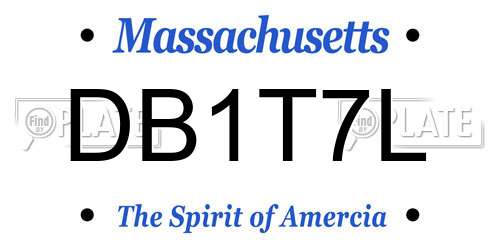 DB1T7L Massachusetts License Plate