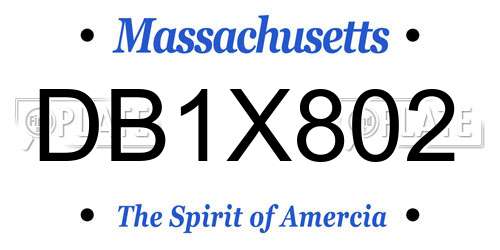 DB1X802 Massachusetts License Plate