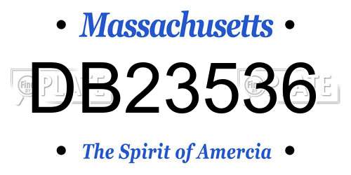 DB23536 Massachusetts License Plate