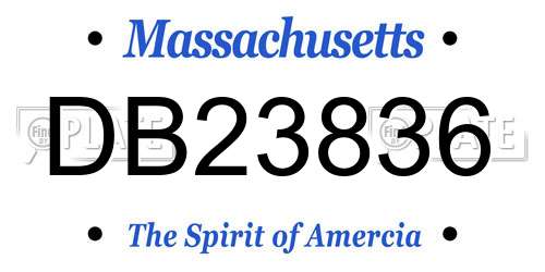 DB23836 Massachusetts License Plate