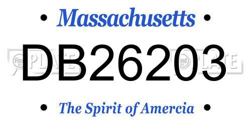 DB26203 Massachusetts License Plate