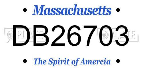 DB26703 Massachusetts License Plate