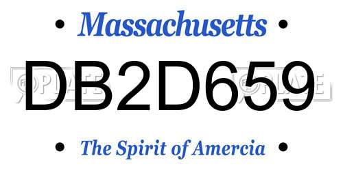 DB2D659 Massachusetts License Plate
