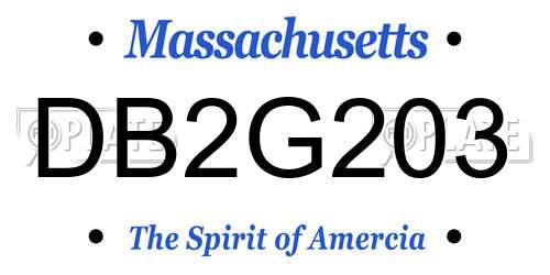 DB2G203 Massachusetts License Plate