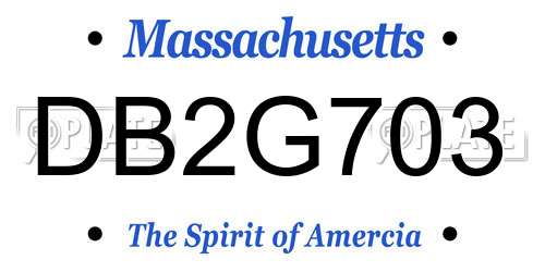 DB2G703 Massachusetts License Plate