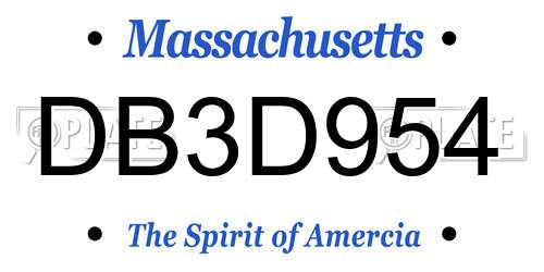 DB3D954 Massachusetts License Plate