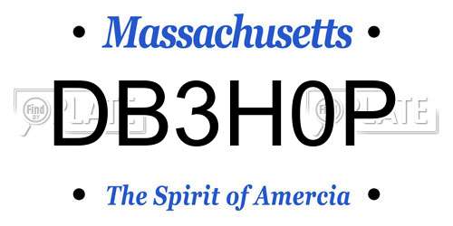 DB3H0P Massachusetts License Plate