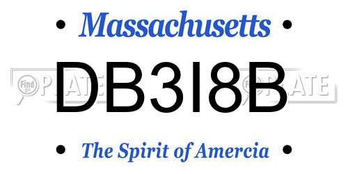 DB3I8B Massachusetts License Plate