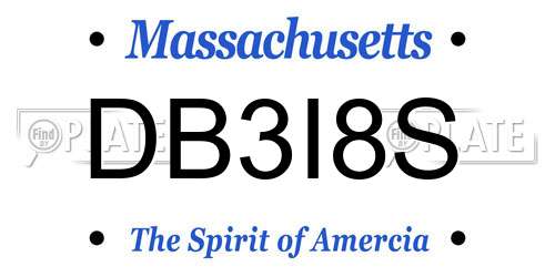 DB3I8S Massachusetts License Plate
