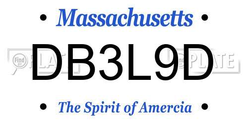 DB3L9D Massachusetts License Plate