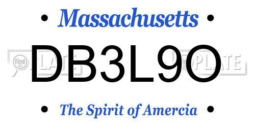 DB3L9O Massachusetts License Plate