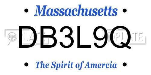 DB3L9Q Massachusetts License Plate