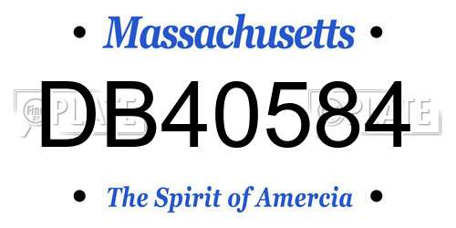 DB40584 Massachusetts License Plate