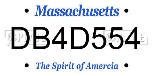 DB4D554 Massachusetts License Plate