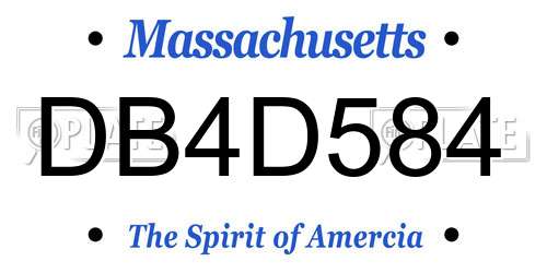 DB4D584 Massachusetts License Plate