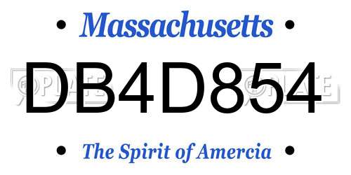 DB4D854 Massachusetts License Plate