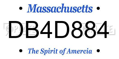 DB4D884 Massachusetts License Plate