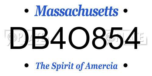 DB4O854 Massachusetts License Plate