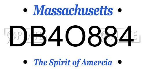 DB4O884 Massachusetts License Plate