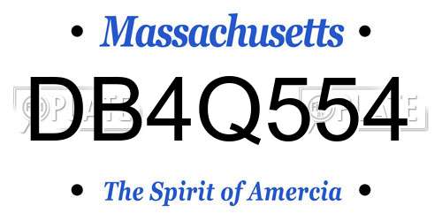 DB4Q554 Massachusetts License Plate