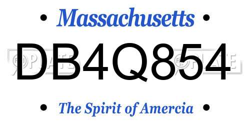 DB4Q854 Massachusetts License Plate
