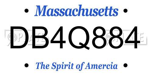 DB4Q884 Massachusetts License Plate