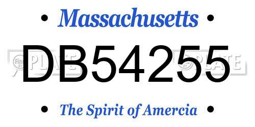 DB54255 Massachusetts License Plate