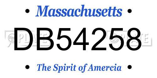DB54258 Massachusetts License Plate