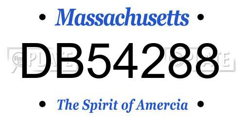 DB54288 Massachusetts License Plate