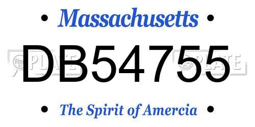 DB54755 Massachusetts License Plate