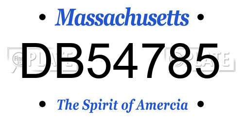 DB54785 Massachusetts License Plate